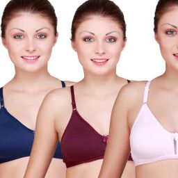 Floret Multicolor Non Wired Non Padded T-Shirt Bra (Pack Of 3)-image-79