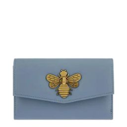 Accessorize London Britney Bee Blue Solid Tri-Fold Wallet for Women-image-100