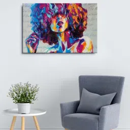 999store Multicolor Morden Art Lady Face Framed Canvas Painting-16