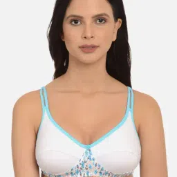 Mod & Shy Blue & White Non Wired Non Padded Full Coverage Bra-picture-3