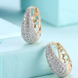 YouBella Gold-Plated Artificial Stones Contemporary Hoop Earrings-image-71