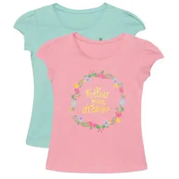 Plum Tree Kids Rose Pink & Aqua Printed T-Shirt (Pack Of 2)-image-74