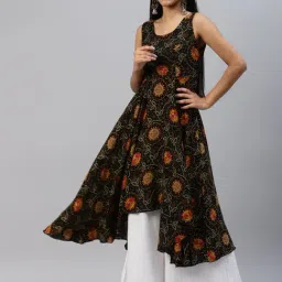 Poshak Hub Black Printed High Low Kurta-image-16
