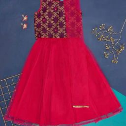 YU by Pantaloons Kids Maroon & Pink Embroidered Lehenga Cholis-image-28