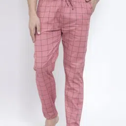 Jainish Pink Cotton Regular Fit Checks Trackpants-picture-14