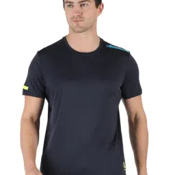 Rock.it Navy Self Pattern Regular Fit T-Shirt-image-58