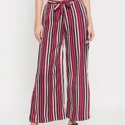 Clovia Maroon Striped Pyjamas-image-46