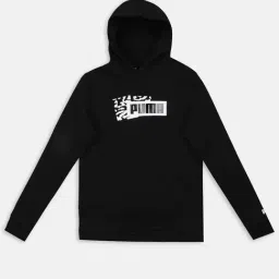 Puma Kids Alpha FL G Black Cotton Printed Full Sleeves Hoodie-image-33