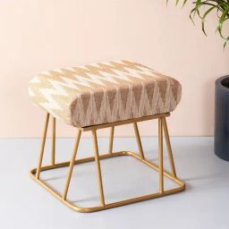 Nestroots Printed Yellow Cotton Canvas Puffy Pouffes Foot Stool Ottoman-image-58