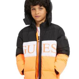 Guess Kids Black & Orange Logo Regular Fit Puffer Jacket-image-26