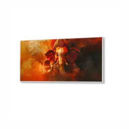 Nestroots Multicolor Canvas Majestic Ganesha Canvas Wall Painting - Black Floating Frame image 2
