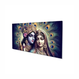 Nestroots Canvas Pattachitra Playfulness Of Krishna And Radha Wall Painting - Gold Floating Frame image 2