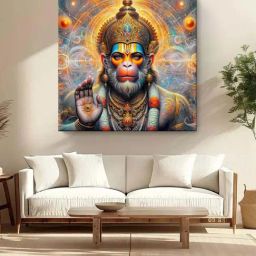 999Store Multicolor Canvas Hanuman Blessing With Divine Aura Painting-15