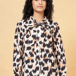 Annabelle By Pantaloons Khaki Polyester Regular Fit Print Tops And Tees-image-83