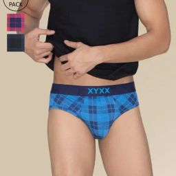XYXX Multicolored Regular Fit Checks Briefs - Pack Of 3-picture-38