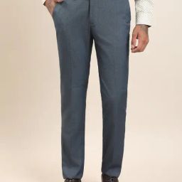 Turtle Grey Terry Rayon Slim Fit Self Design Formal Trousers-picture-22
