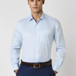 Van Heusen Blue Cotton Regular Fit Texture Shirt-image-51