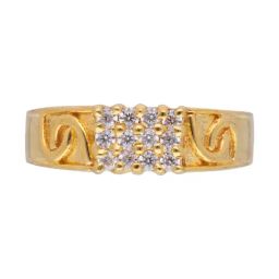C. Krishniah Chetty Group Cluster Diamond Accent Gold Band Ring-image-96