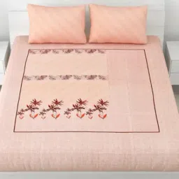 Living Roots Printed Pink 240 TC Cotton Bedsheet with 2 Pillow Covers-image-88