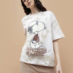 Ginger by Lifestyle Beige Cotton Regular Fit Printed T-Shirt-picture-10