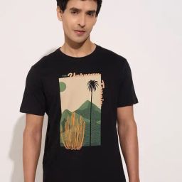 7 Alt By Pantaloons Black Cotton Regular Fit Printed T-Shirt-picture-39