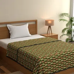 home expressions Ambrosia Olive & Green Geometric Printed AC Room 120 GSM Single Bed Dohar-picture-11