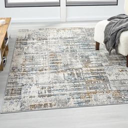 Kaleen India Grey Abstract Printed Rectangle Anti-Skid Polypropylene Carpet-image-88