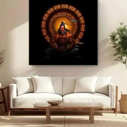 999Store Black Canvas Meditating Hanuman With The Chant Of Jai Shri Ram Painting-31