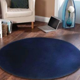 Obsessions Navy Blue Machine Made Anti-Static Solid Carpet - Medium-picture-26