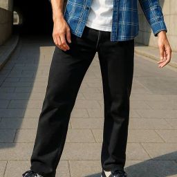 Bewakoof Black Blended Straight Fit Solid Stretchable Jeans-image-82