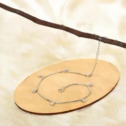 Touch925 925 Pure Silver Stone Trail Charm Anklet-image-20