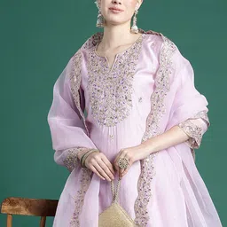 Anouk Women Floral Embroidered Regular Liva Kurta with Trousers & With Dupatta-picture-13
