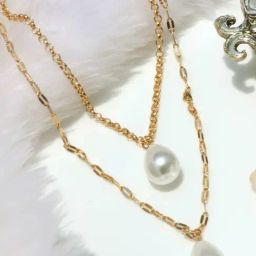Joker & Witch Pearls Pearl Drop Dainty Gold Layered Necklace-28
