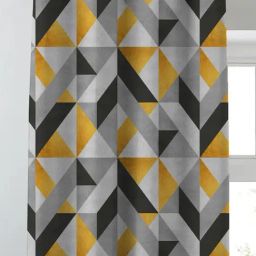 SPACES DRAPE STORY Elegent Yellow & Grey Polyester 5 ft Window Curtain - Set of 2 image 2