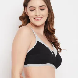 Clovia Black & Grey Cotton Color-Block Full Coverage Bra image 3