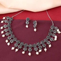Panash Silver Plated Stone Studded Oxidized & Handcrafted Jewellery Set-picture-48