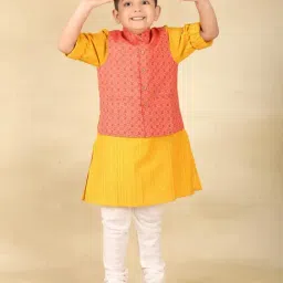 Fabindia Boys Yellow Cotton Printed Kurta-image-63