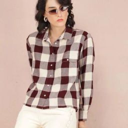Crimsoune Club Maroon & Grey Chequered Shirt-image-96