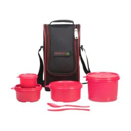 Varmora Pink Stainless Steel Mini Lunch Box - Set of 4-15