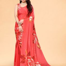 Moda Rapido Floral Poly Chiffon Leheriya Saree-image-10