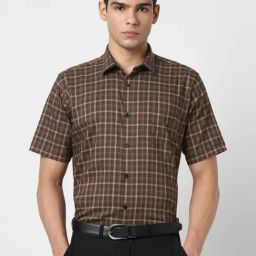 Van Heusen Brown Regular Fit Checks Shirt-image-98
