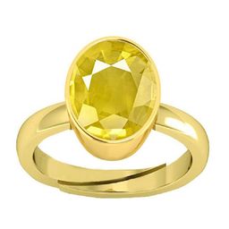 VISHVMA Gold-Plated 3.00 Ratti Sapphire Pukhraj Gemstone Studded Finger Ring-picture-9