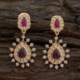 Kushal's Fashion Jewellery Gold-Plated Cubic Zirconia Studded Spherical Drop Earrings-46