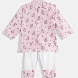 READIPRINT FASHIONS Kids Pink Printed Full Sleeves Kurta with Pyjamas-picture-25