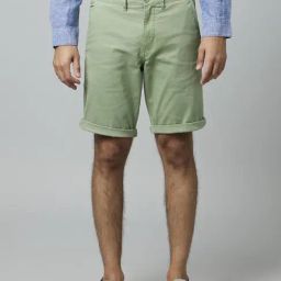 Celio* Green Cotton Regular Fit Shorts-image-94