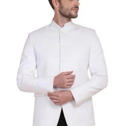 TAHVO White & Black Cotton Slim Fit Two Piece Suit-image-62