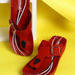 Aerowalk Women's Red T-Strap Wedges-image-96