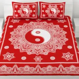 Living Roots Printed Red 240 TC Cotton Bedsheet with 2 Pillow Covers-image-28
