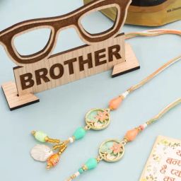 NVR Multicolor Artificial Beads Traditional Bhaiya Bhabhi Pair Rakhi Combo-20