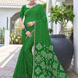Laxmipati Bandhani Print with Sequined Embroidered Saree-image-25